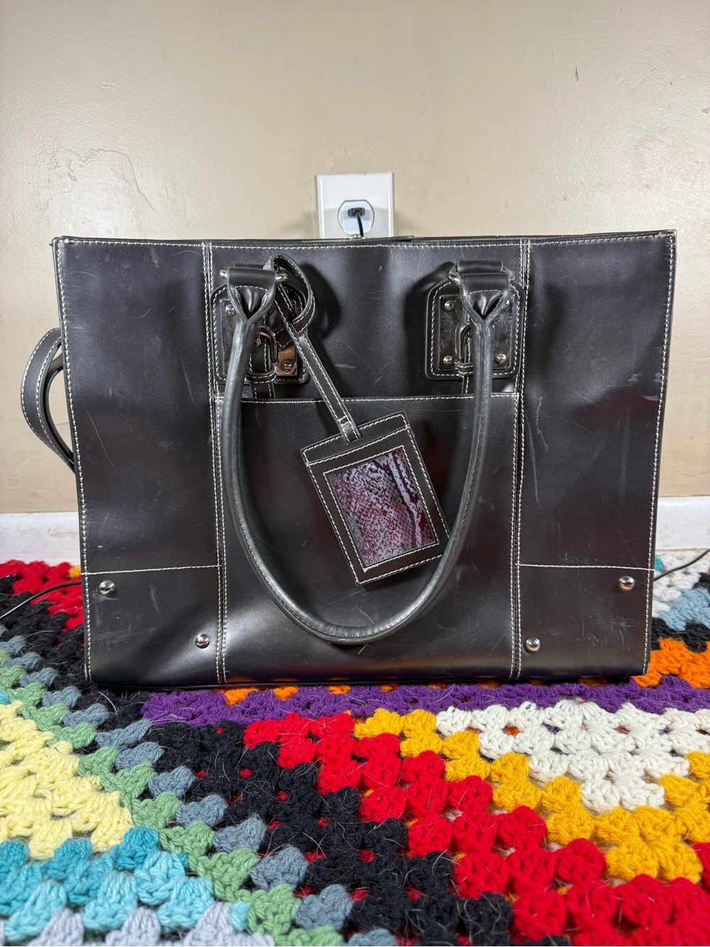 Wilsons Leather Black Leather Laptop Tote